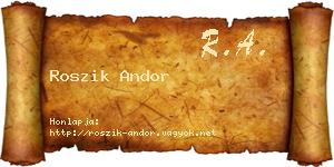 Roszik Andor névjegykártya