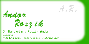 andor roszik business card